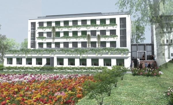 Kamień węgielny na budowie Kolegium Zembala w Poznaniu